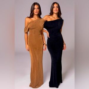 NWT REVERSIBLE MAXI DRESS BLACK/BROWN JLUXLABEL